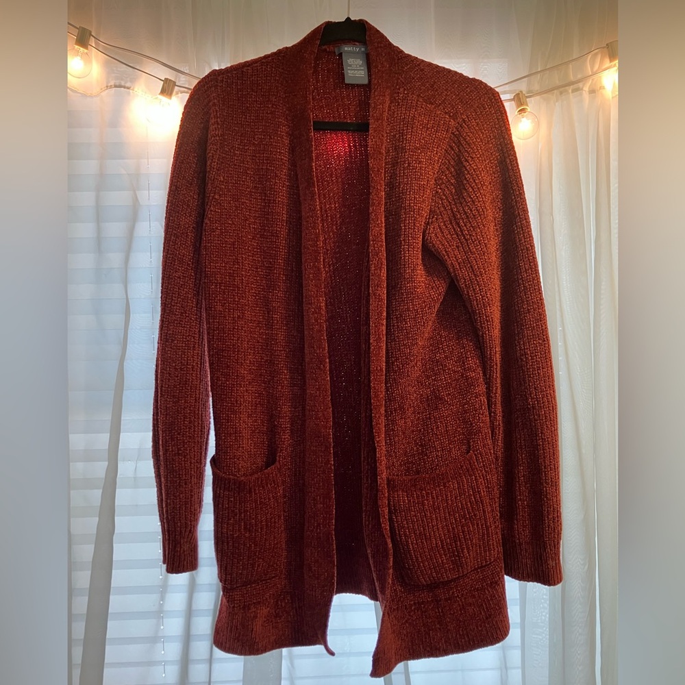 Matty M Rust Auburn Open-Front Cardigan with Pockets